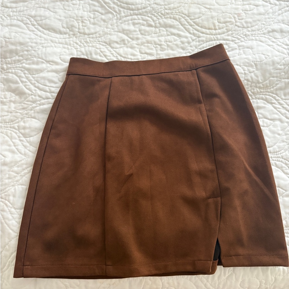 Suede Brown Mini Skirt